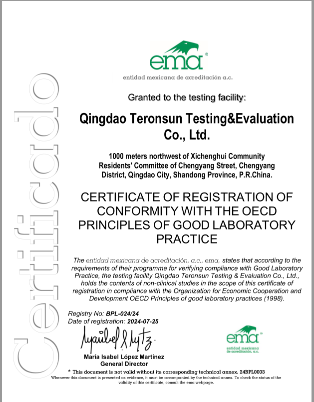 OECD GLP Certificate